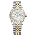 Datejust 31 Stainless Steel and Yellow Gold Mother of Pearl Diamond Dial Diamond Bezel Women's Watch M278383RBR-0028