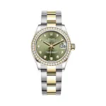 Datejust 31 Stainless Steel and Yellow Gold Olive Green Diamond Dial Diamond Bezel Women's Watch M278383RBR-0029