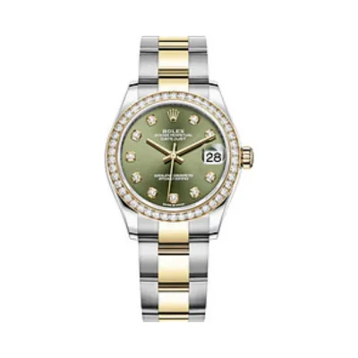 Datejust 31 Stainless Steel and Yellow Gold Olive Green Diamond Dial Diamond Bezel Women's Watch M278383RBR-0029 01