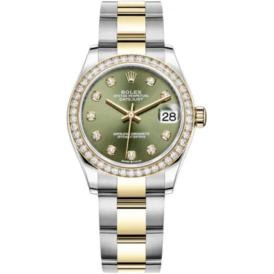 Datejust 31 Stainless Steel and Yellow Gold Olive Green Diamond Dial Diamond Bezel Women's Watch M278383RBR-0029 02