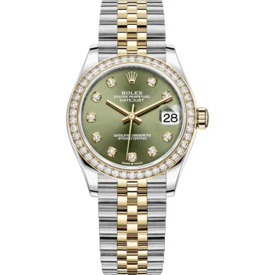 Datejust 31 Stainless Steel and Yellow Gold Olive Green Diamond Dial Diamond Bezel Women's Watch M278383RBR-0030 02