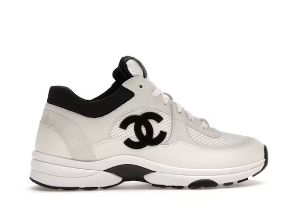 55555555555555Chanel Low Top Trainer Suede White Black (Women's) G38299 Y55720 K3846