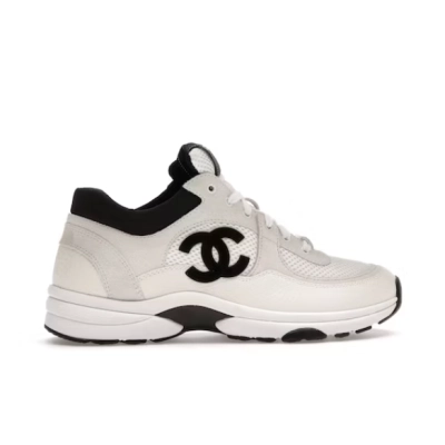 55555555555555Chanel Low Top Trainer Suede White Black (Women's) G38299 Y55720 K3846 02