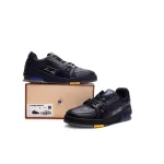 EM Sneakers Louis Vuitton Trainer Black Litchi Pattern