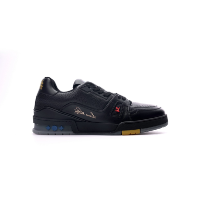 EM Sneakers Louis Vuitton Trainer Black Litchi Pattern 02