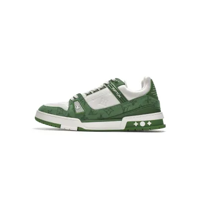 EM Sneakers Louis Vuitton Trainer Green Cloth Surface 01