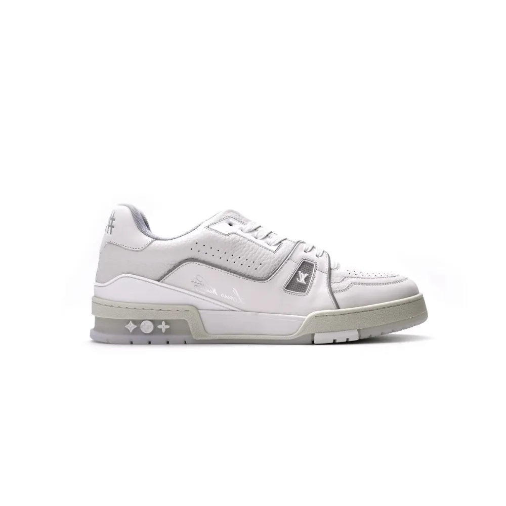 EM Sneakers Louis Vuitton Trainer White Litchi Pattern