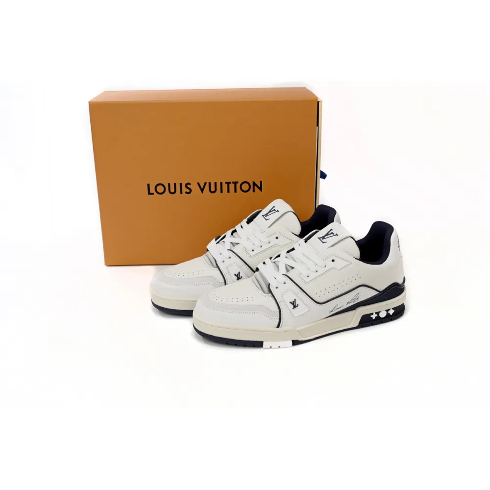 EM Sneakers Louis Vuitton Trainer All Blue Dark Dlue Lychee Pattern