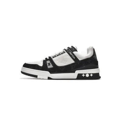 EM Sneakers Louis Vuitton Trainer Black And White Cloth Cover 01