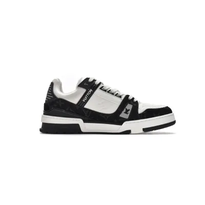 EM Sneakers Louis Vuitton Trainer Black And White Cloth Cover 02