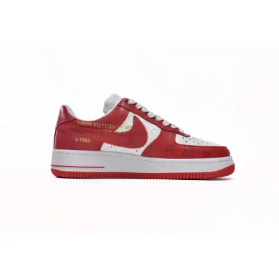 EM Sneakers Louis Vuitton x Nike Air Force 1 White Red 02