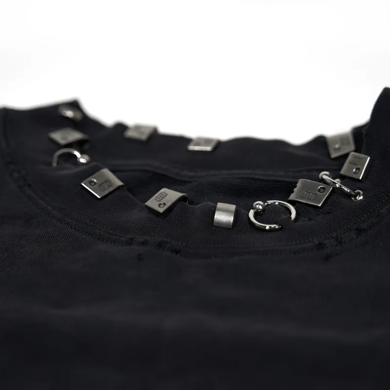 EM Sneakers Balenciaga Pierced Round Sweatshirt Oversized in Black Faded