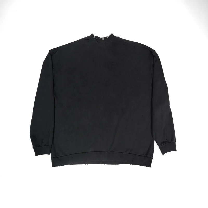 EM Sneakers Balenciaga Pierced Round Sweatshirt Oversized in Black Faded