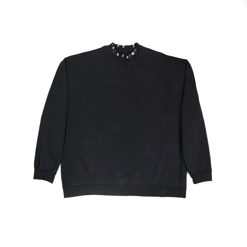 EM Sneakers Balenciaga Pierced Round Sweatshirt Oversized in Black Faded