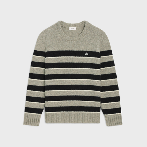 EM Sneakers TRIOMPHE CREW NECK SWEATER IN STRIPED WOOL LIGHT REY/BLACK