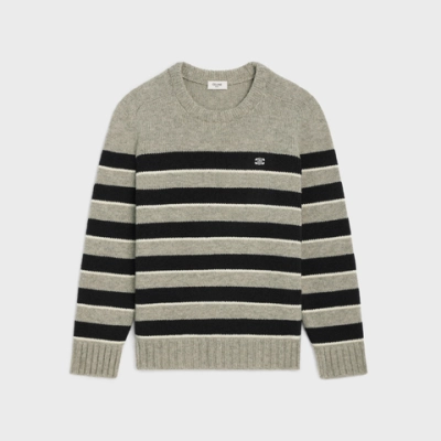 EM Sneakers TRIOMPHE CREW NECK SWEATER IN STRIPED WOOL LIGHT REY/BLACK 01