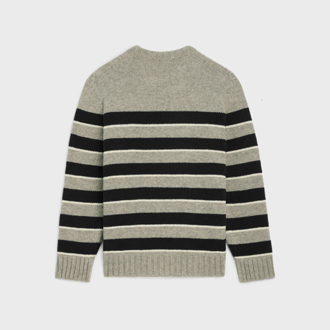 EM Sneakers TRIOMPHE CREW NECK SWEATER IN STRIPED WOOL LIGHT REY/BLACK