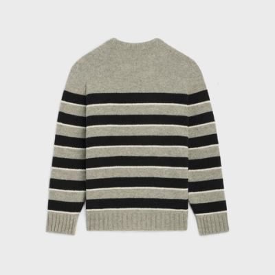 EM Sneakers TRIOMPHE CREW NECK SWEATER IN STRIPED WOOL LIGHT REY/BLACK 02