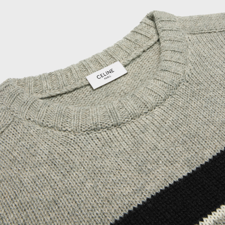 EM Sneakers TRIOMPHE CREW NECK SWEATER IN STRIPED WOOL LIGHT REY/BLACK