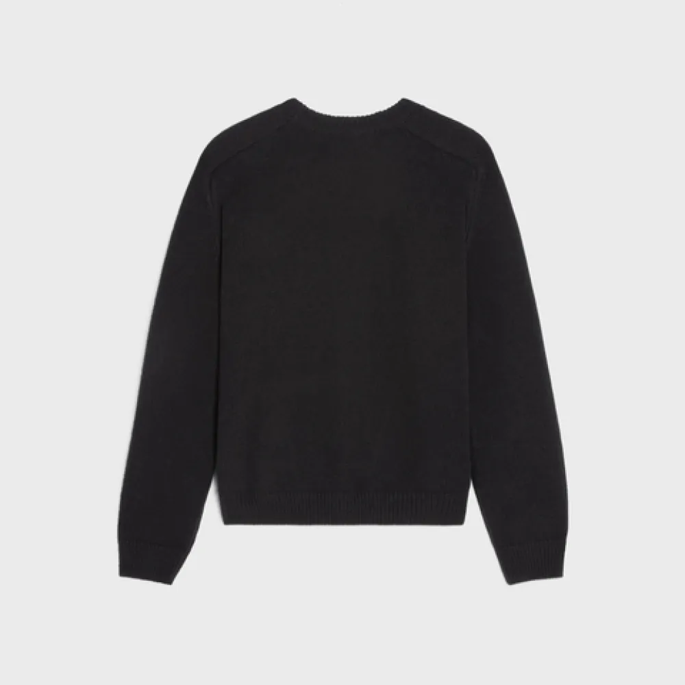 EM Sneakers TRIOMPHE CREW NECK SWEATER IN WOOL AND CASHMERE BLACK / OFF WHITE