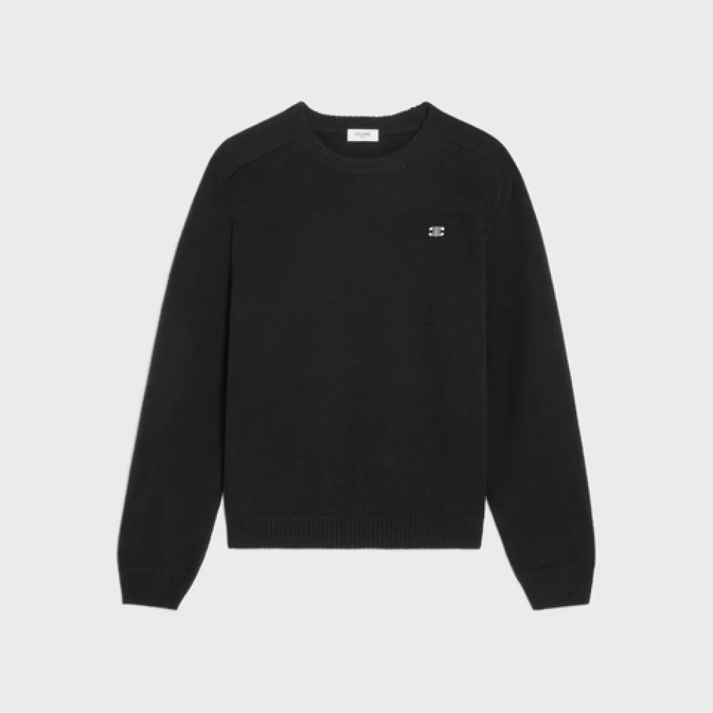EM Sneakers TRIOMPHE CREW NECK SWEATER IN WOOL AND CASHMERE BLACK / OFF WHITE