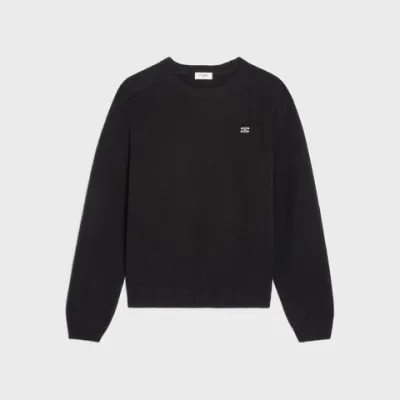EM Sneakers TRIOMPHE CREW NECK SWEATER IN WOOL AND CASHMERE BLACK / OFF WHITE 01