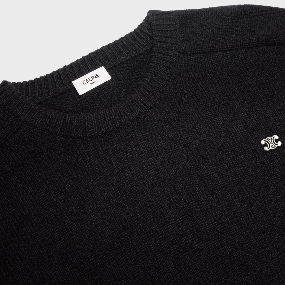 EM Sneakers TRIOMPHE CREW NECK SWEATER IN WOOL AND CASHMERE BLACK / OFF WHITE