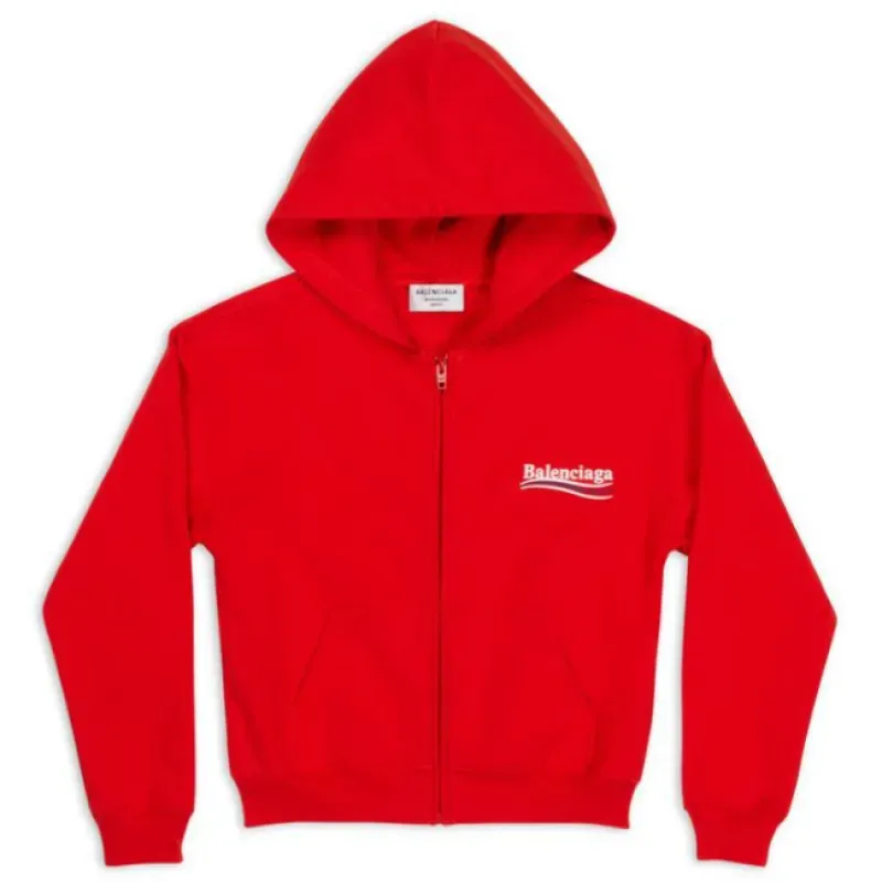 EM Sneakers WOMEN'S POLITICAL CAMPAIGN SHRUNK ZIP-UP HOODIE SMALL FIT IN RED