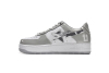 EM Sneakers A Bathing Ape Bape Sta Low White Grey Mirror Surface