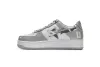 EM Sneakers A Bathing Ape Bape Sta Low White Grey Mirror Surface