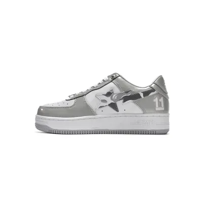 EM Sneakers A Bathing Ape Bape Sta Low White Grey Mirror Surface 01