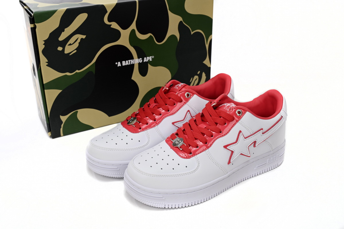 EM Sneakers A Bathing Ape Bape Sta Patent Leather White Red