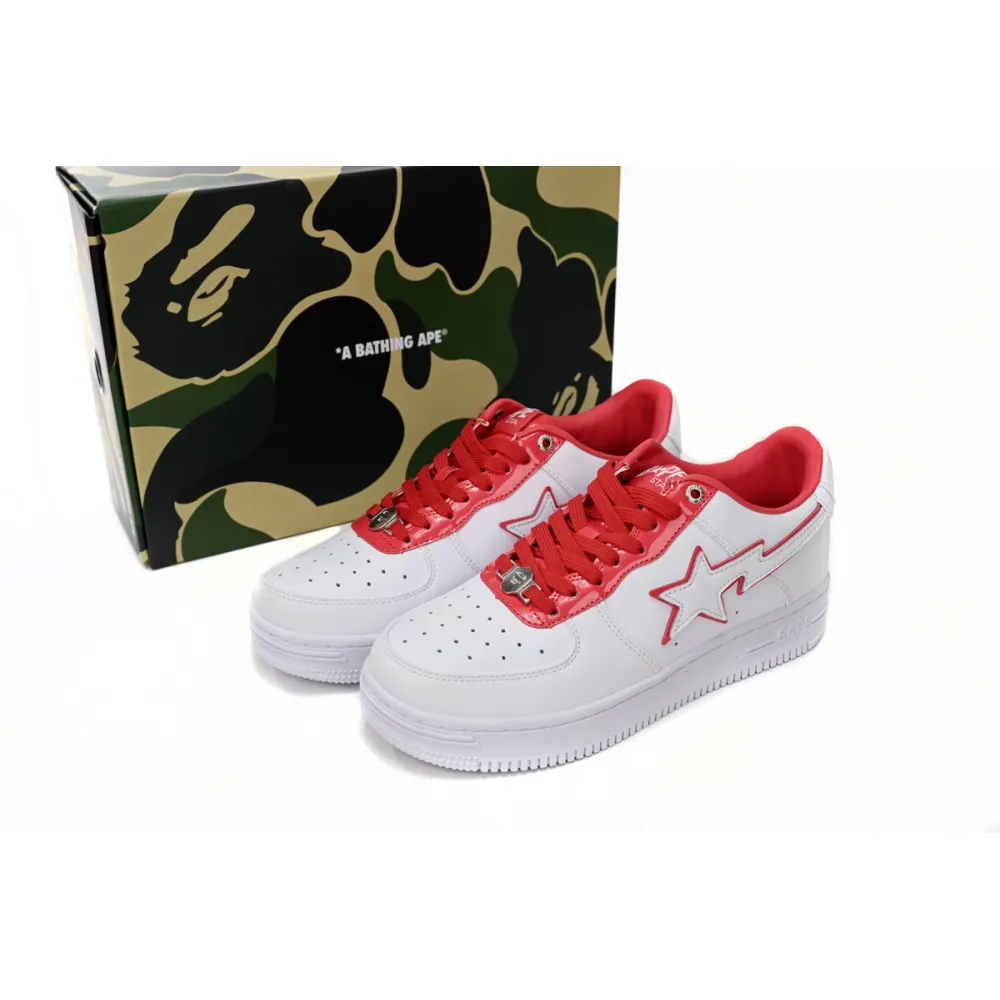 EM Sneakers A Bathing Ape Bape Sta Patent Leather White Red