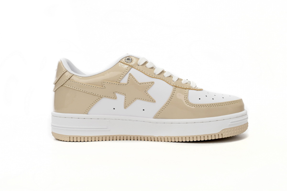 EM Sneakers A Bathing Ape Bape Sta Low White Brown Mirror Surface