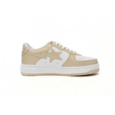 EM Sneakers A Bathing Ape Bape Sta Low White Brown Mirror Surface 02