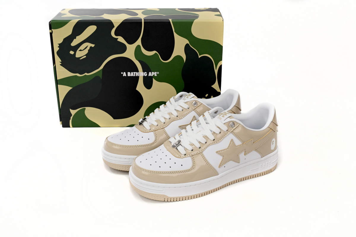 EM Sneakers A Bathing Ape Bape Sta Low White Brown Mirror Surface