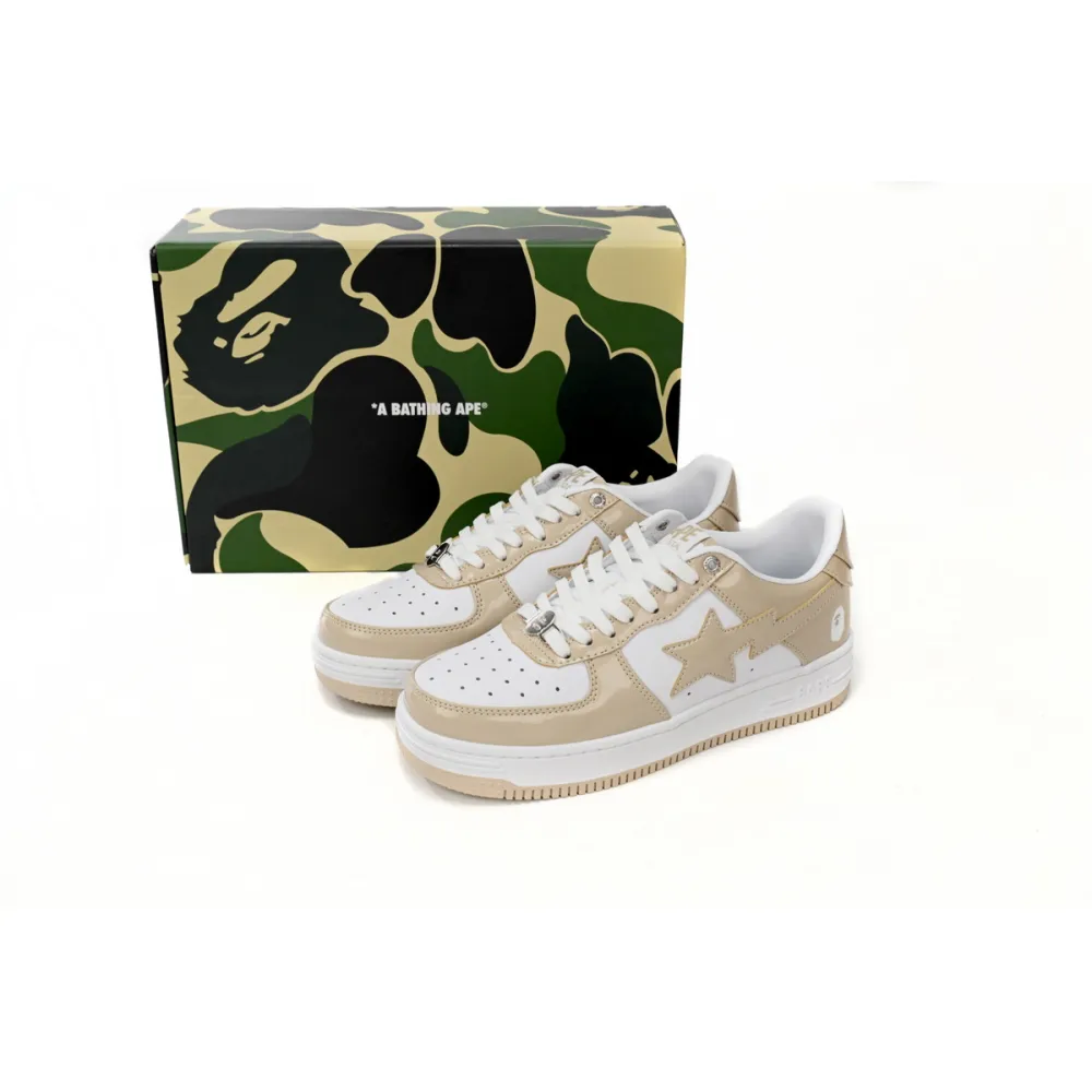 EM Sneakers A Bathing Ape Bape Sta Low White Brown Mirror Surface