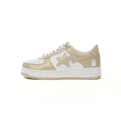EM Sneakers A Bathing Ape Bape Sta Low White Brown Mirror Surface 01