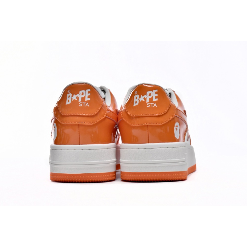 EM Sneakers A Bathing Ape Bape SK8 Sta Patent Leather Orange White
