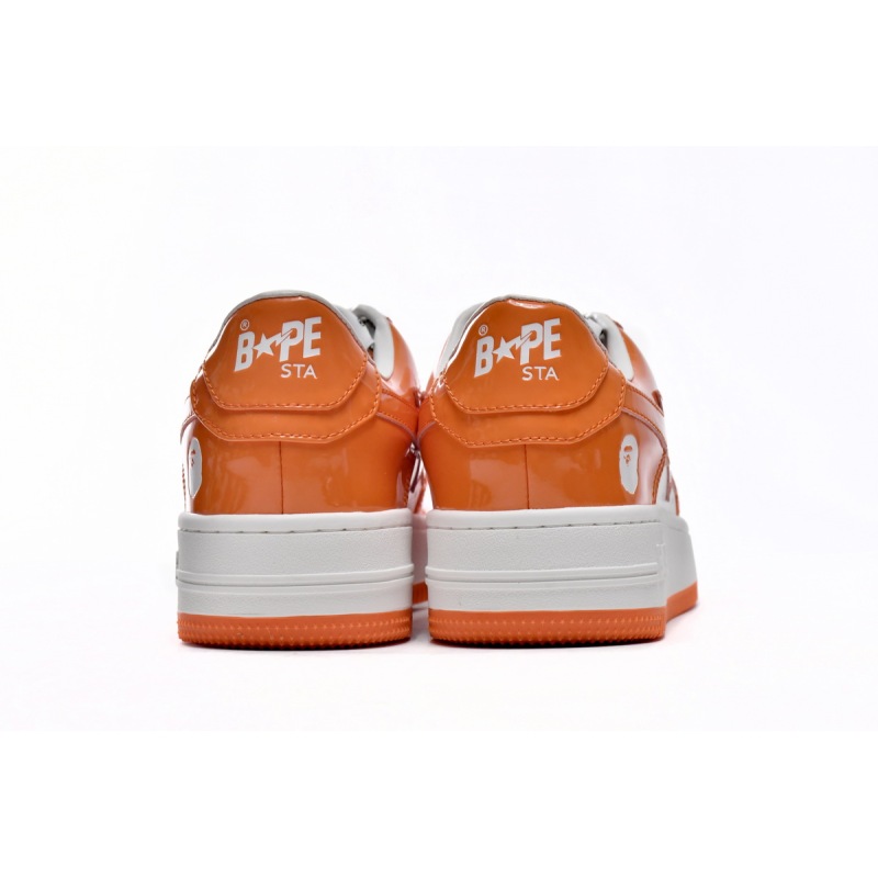 EM Sneakers A Bathing Ape Bape SK8 Sta Patent Leather Orange White