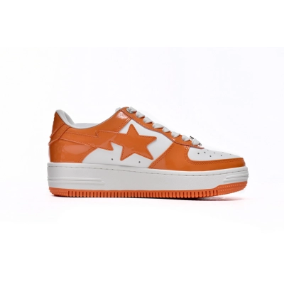 EM Sneakers A Bathing Ape Bape SK8 Sta Patent Leather Orange White 02