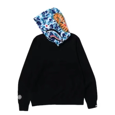 EM Sneakers BAPE ABC Camo Shark Pullover Hoodie Black 01