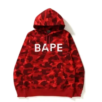 EMSneakers BAPE Color Camo Pullover Hoodie Red 01