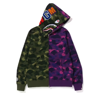 EM Sneakers BAPE Color Camo Shark Full Zip Hoodie (FW22) Green Purple