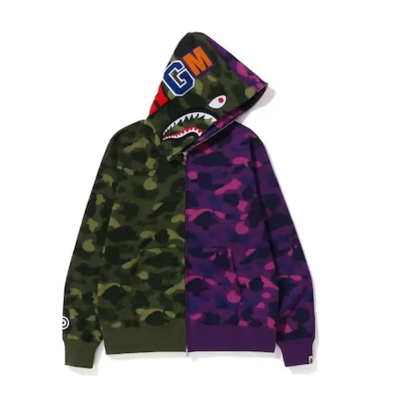 EM Sneakers BAPE Color Camo Shark Full Zip Hoodie (FW22) Green Purple