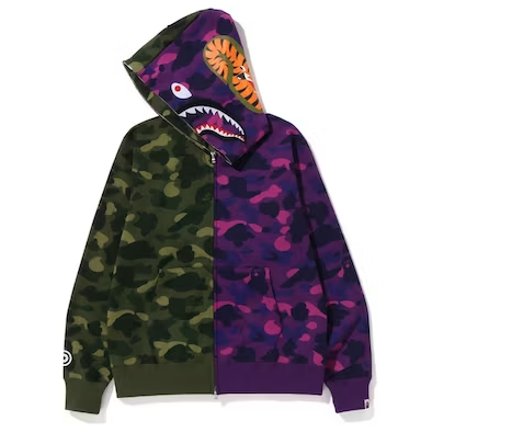 EM Sneakers BAPE Color Camo Shark Full Zip Hoodie (FW22) Green Purple