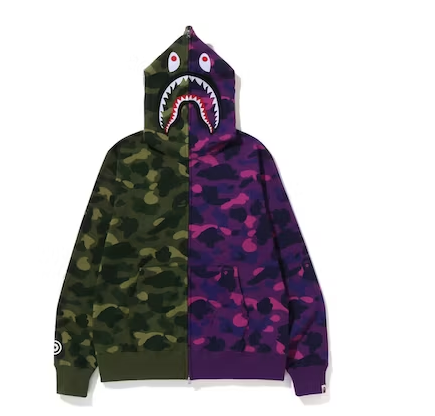 EM Sneakers BAPE Color Camo Shark Full Zip Hoodie (FW22) Green Purple
