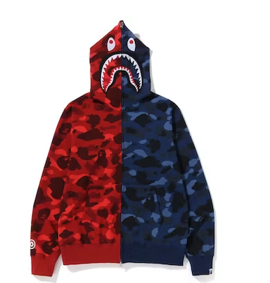EM Sneakers BAPE Color Camo Shark Full Zip Hoodie (FW22) Red Navy
