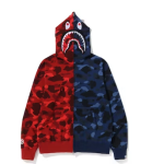 EM Sneakers BAPE Color Camo Shark Full Zip Hoodie (FW22) Red Navy
