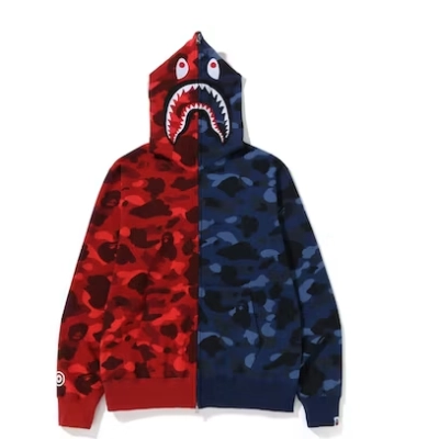 EM Sneakers BAPE Color Camo Shark Full Zip Hoodie (FW22) Red Navy 01